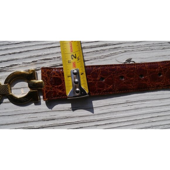 Beltrami Luxury Real Crocodile & Brass Belt Sz 75 Italy / US 30” Brown 3410 main image 9